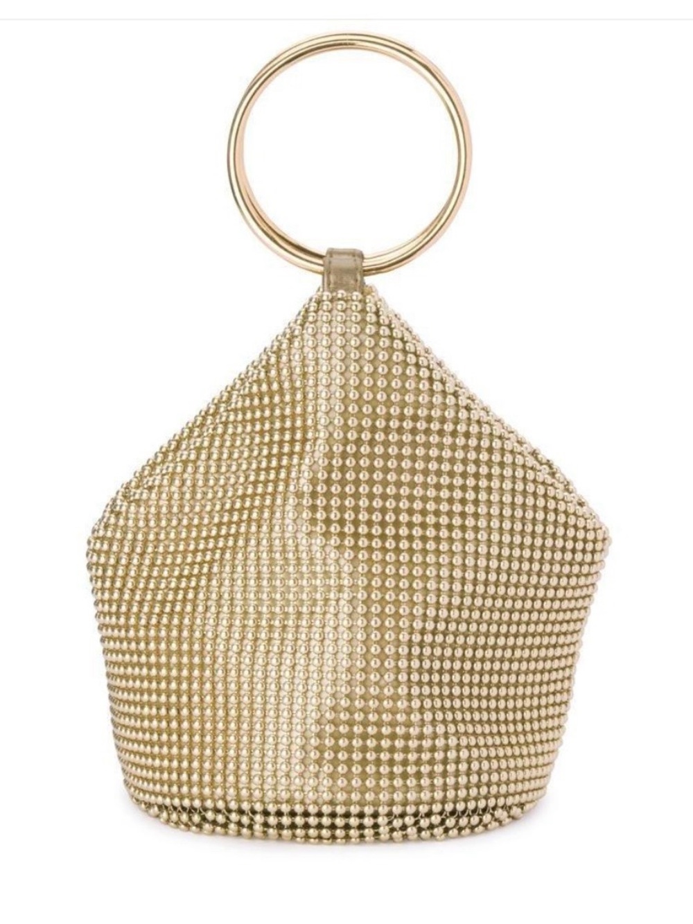 Olga Berg Bianca Ball Mesh Handle Bag in Gold - Picture 2 of 7
